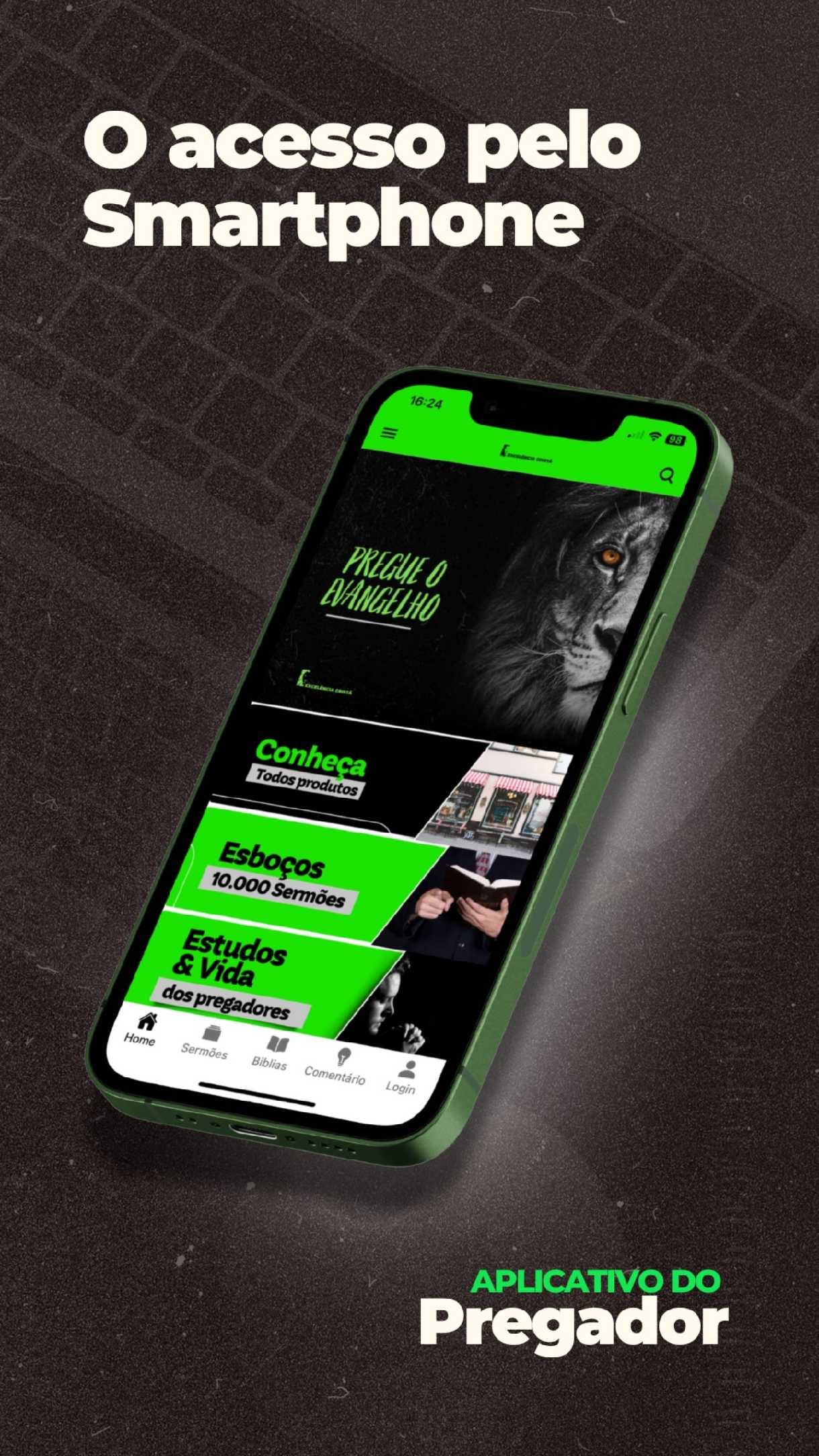 Aplicativo do Pregador no smartphone
